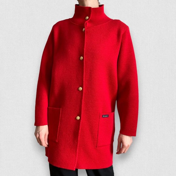 Le Minor Wool Breton Sailor Blazer Coat Red Straight Cut Pockets Medium - Picture 2 of 9